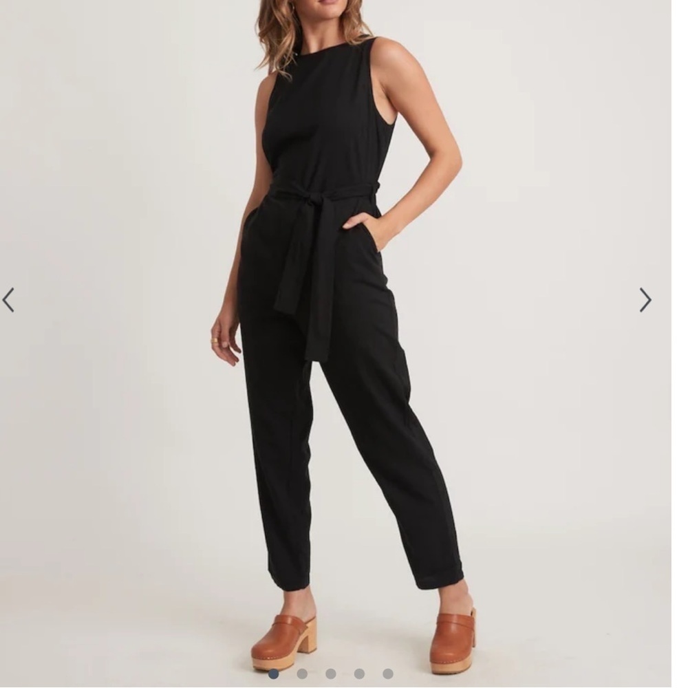 Marine Layer Black Sleeveless Tie-Waist Jumpsuit